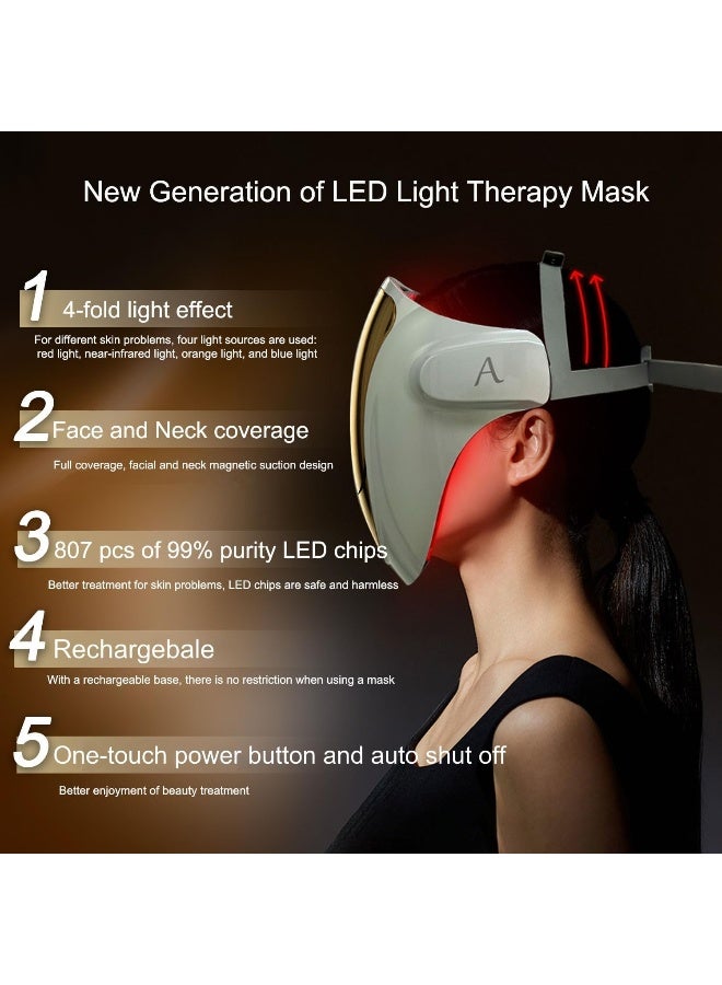 Aphrona Led Face Mask Light Therapy, Halo Led Light Therapy Facial And Neck Skin Care Mask, Blue Light Red Light For Acne Wrinkle Reduce, New Generation Face And Neck Photon Mask - Image 4
